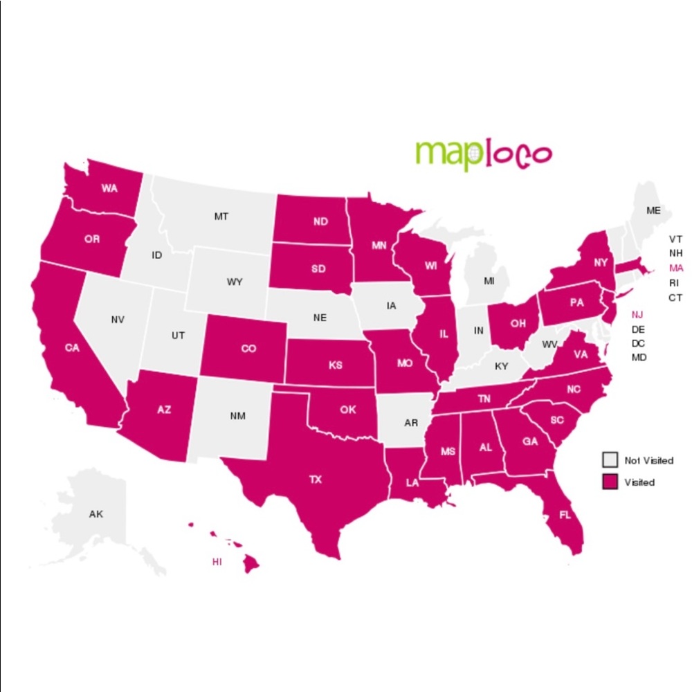 Map of the States I've Shipped To